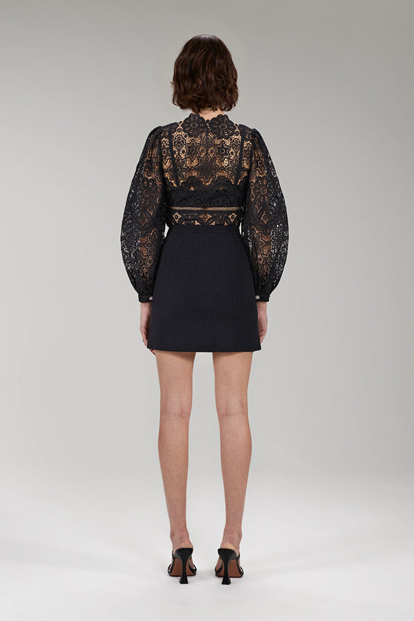 Guipure Puff Sleeve Blouse