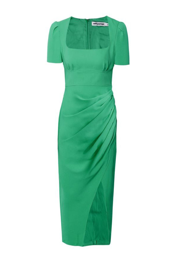 Green Crepe Midi Dress
