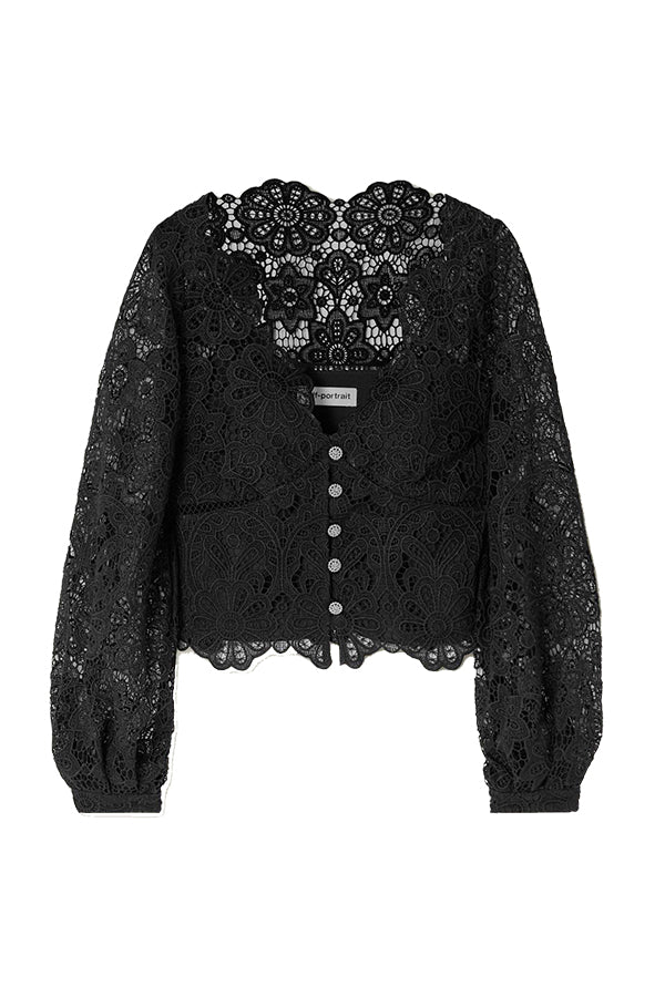 Guipure Puff Sleeve Blouse