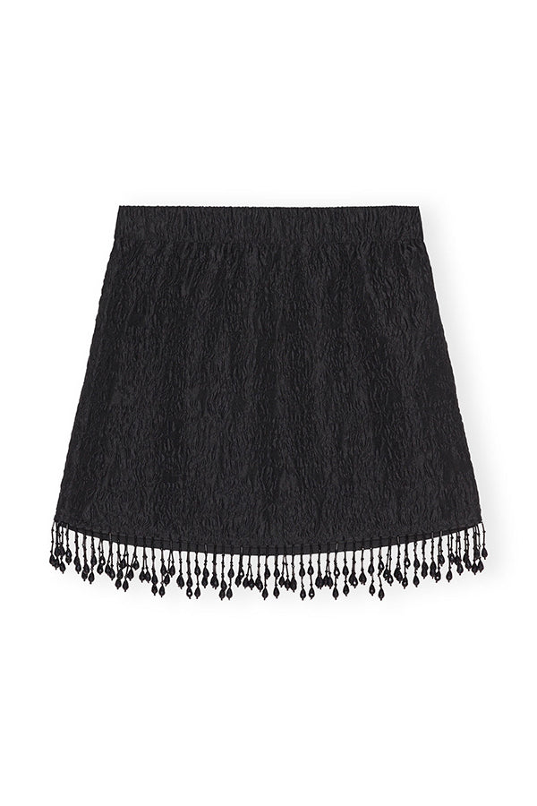 Jacquard Organza Bead Fringe Mini Skirt