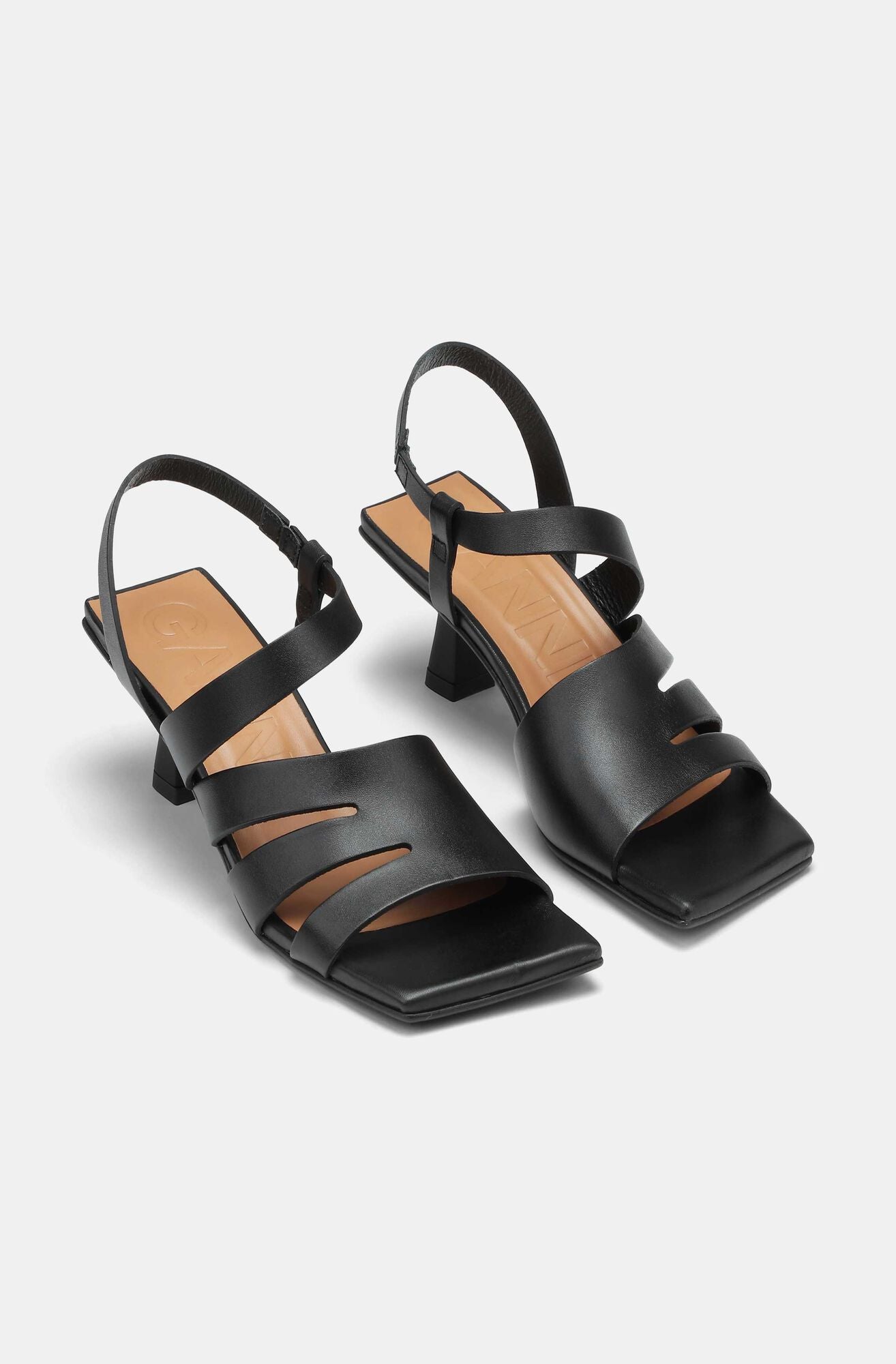 Kitten Heel Strappy Sandals, Black