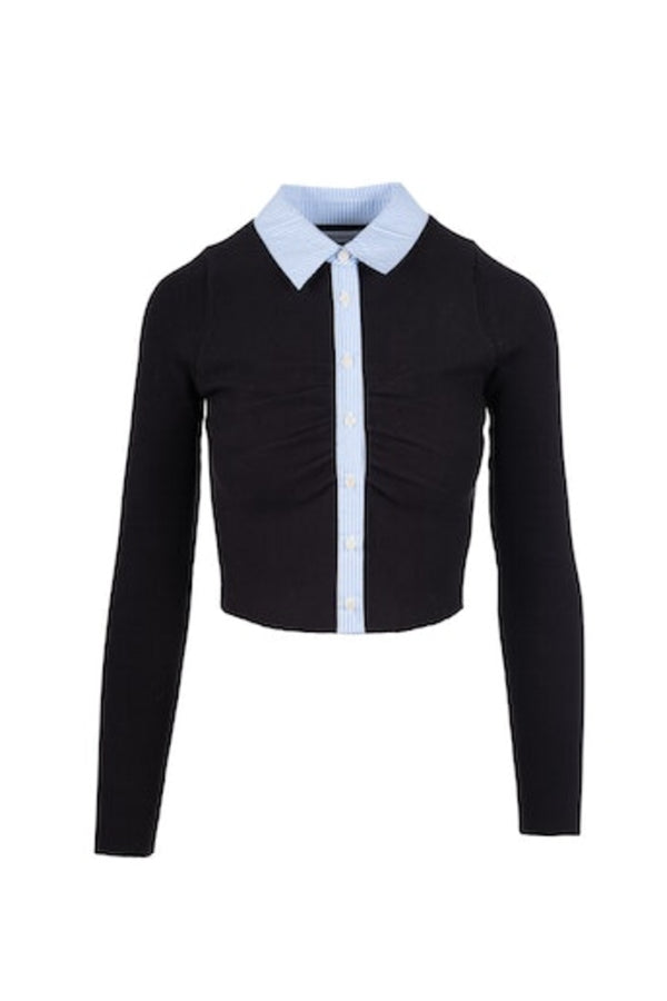 Cotton Cashmere Mixed Media Cardigan