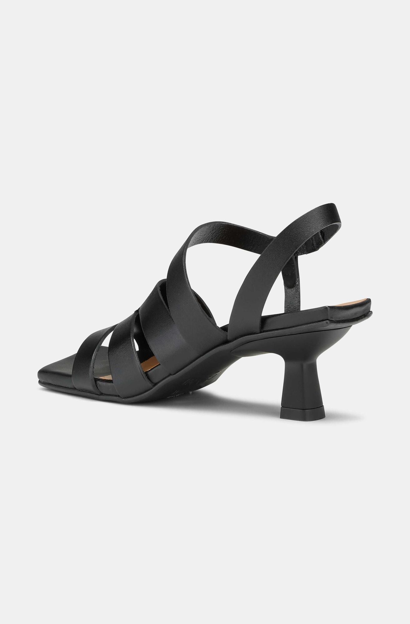 Kitten Heel Strappy Sandals, Black