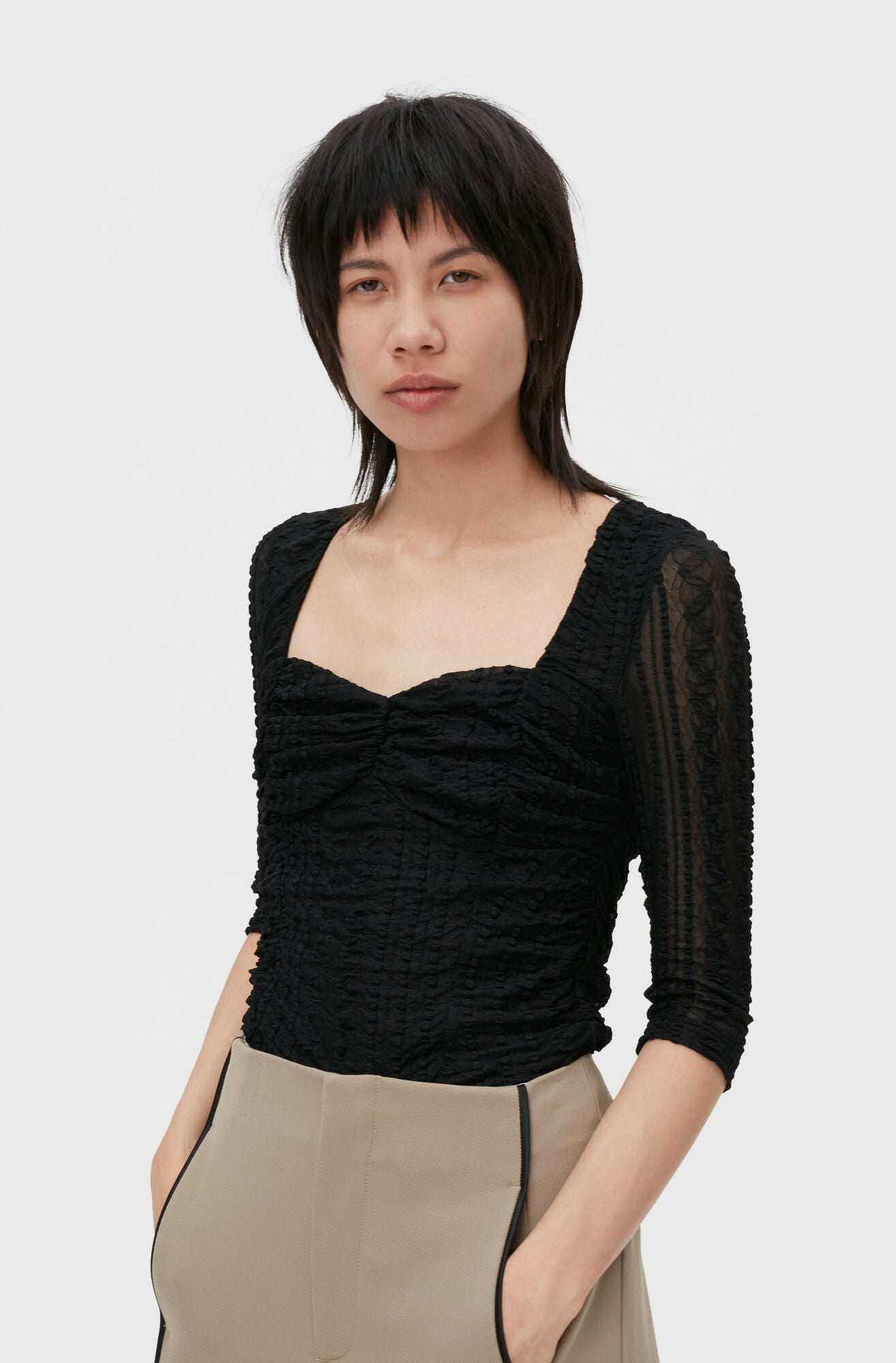 Ruched Lace Blouse