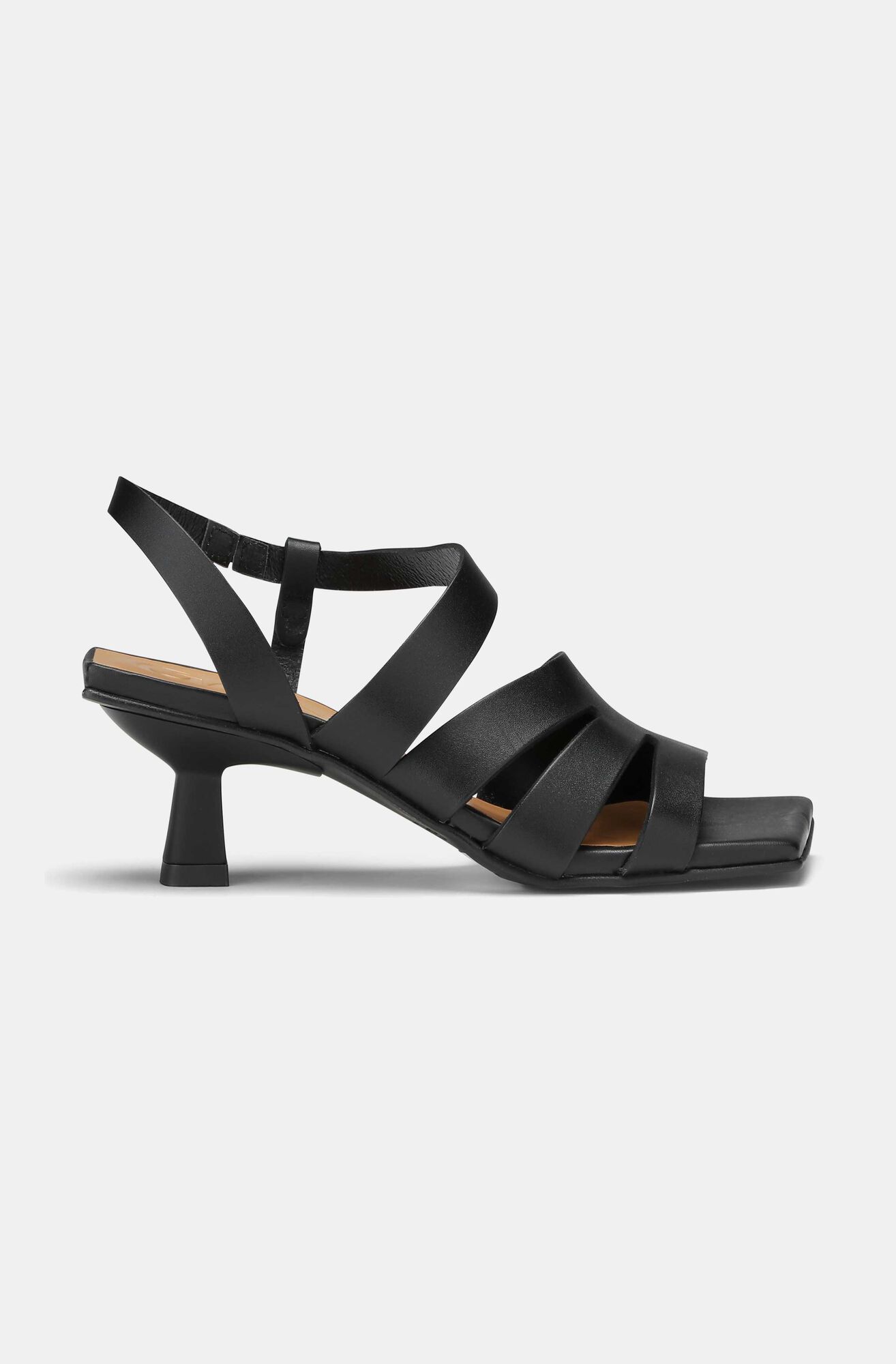 Kitten Heel Strappy Sandals, Black