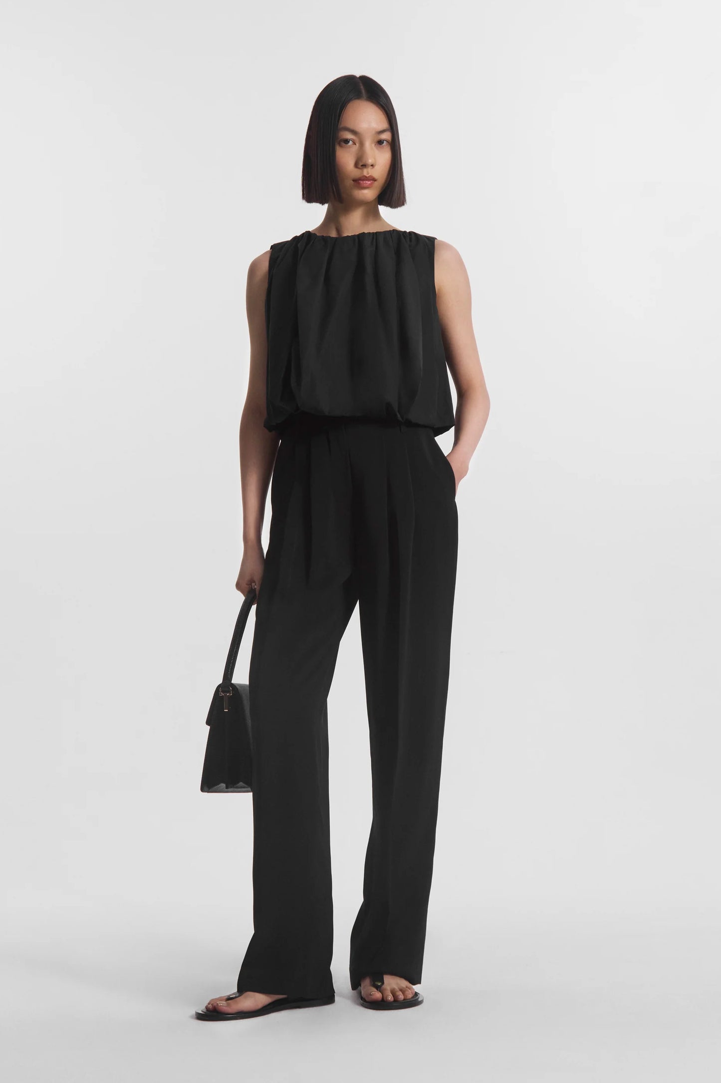 Bubble Top in Cotton Poplin, Black