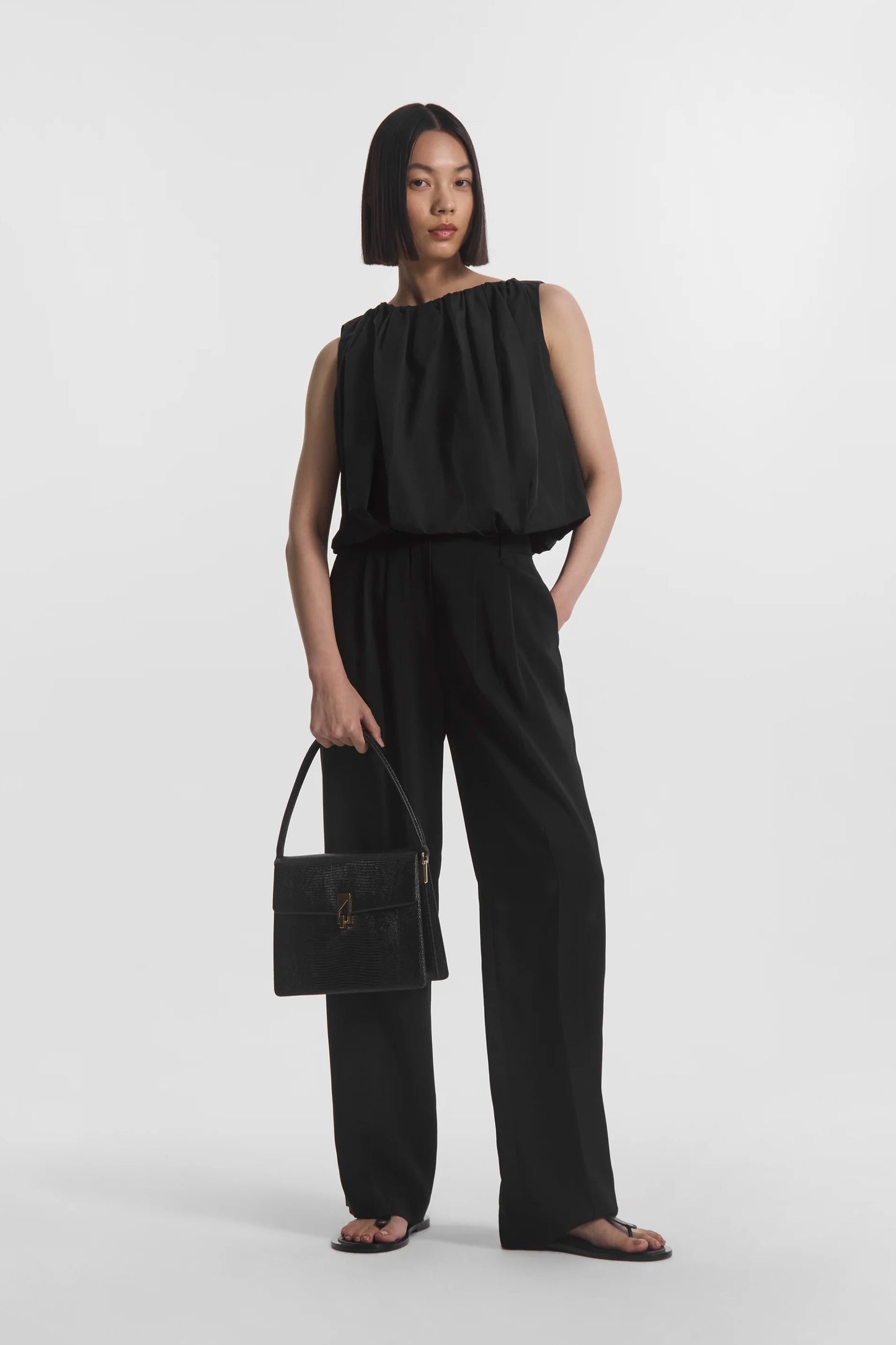 Bubble Top in Cotton Poplin, Black