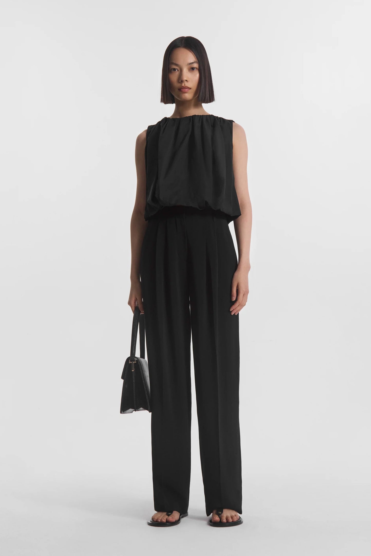 Bubble Top in Cotton Poplin, Black