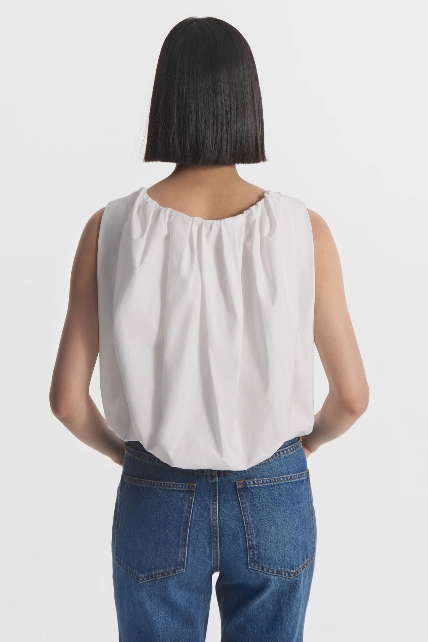 Bubble Top in Cotton Poplin, White