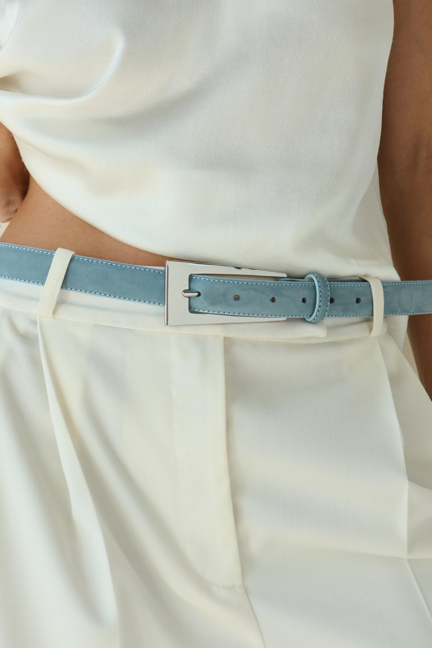 No. 10 Belt, Dusty Blue/Silver