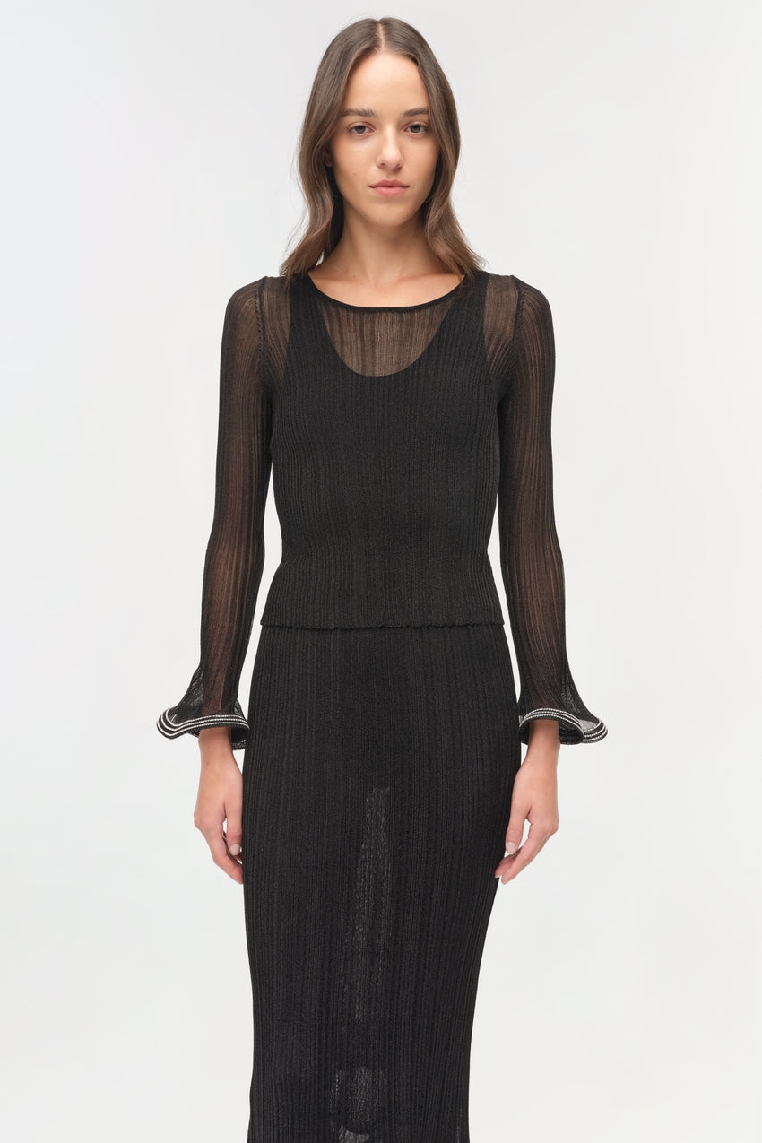 Maebry Metallic Plisse Top