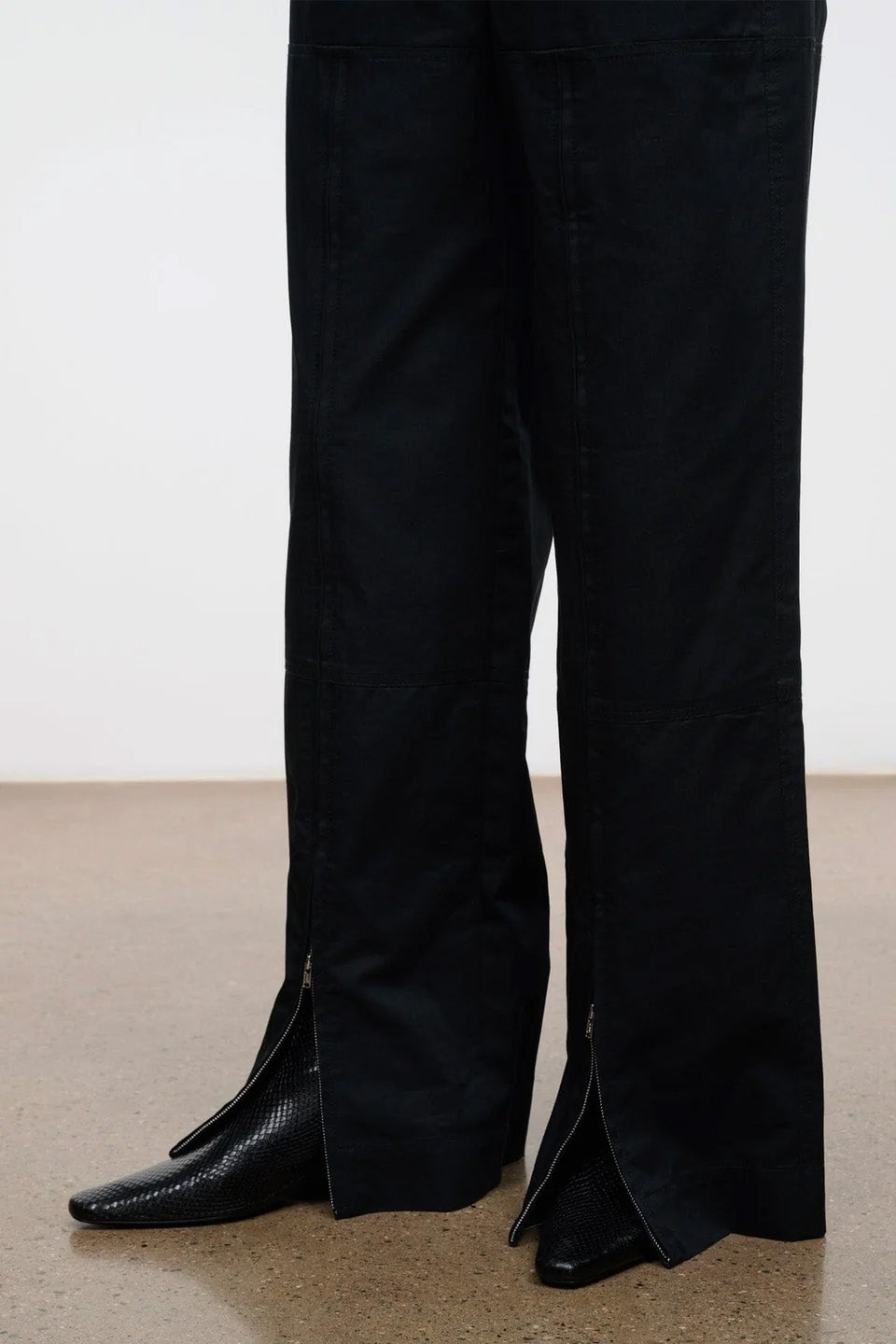Wally Flat Ankle Boot, Black Snake