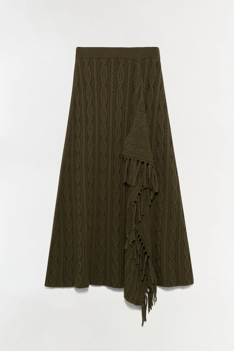 Kara Wool Fringe Midi Skirt