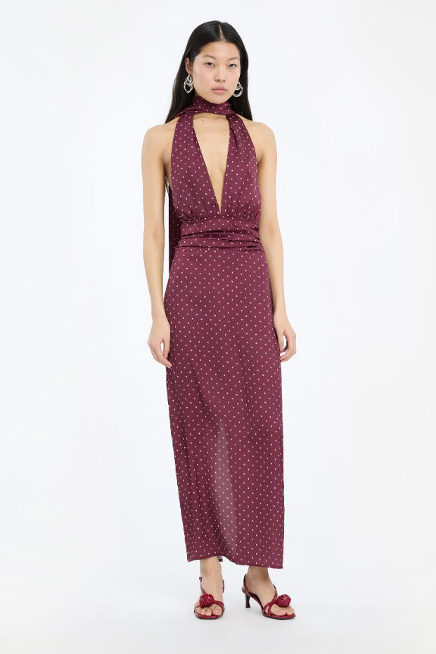 Dot Halterneck Scarf Dress