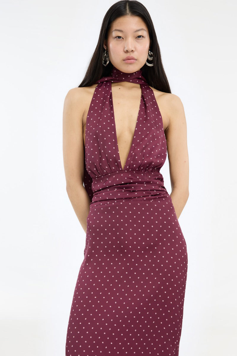 Dot Halterneck Scarf Dress