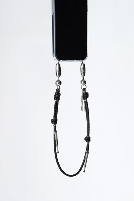 Leather Bolo Wristlet, Black