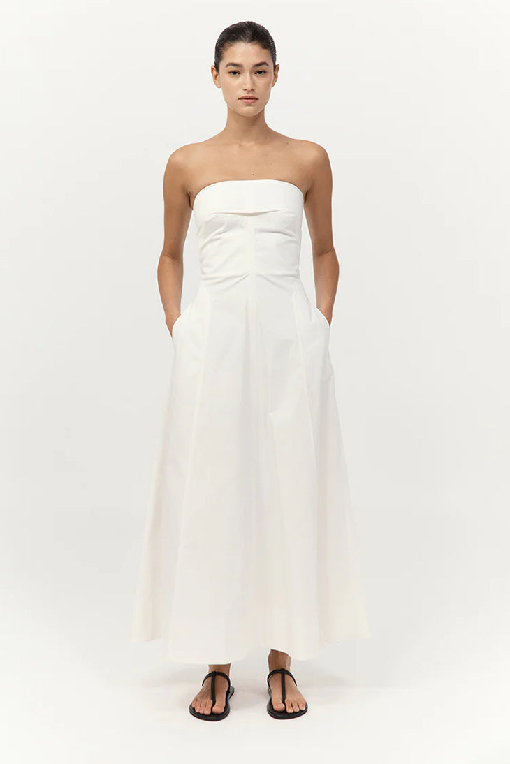 Sculpted Cotton Strapless Dress