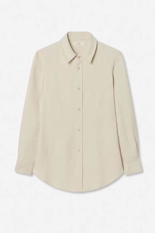 Fitted Collared Shirt in Viscose Twill