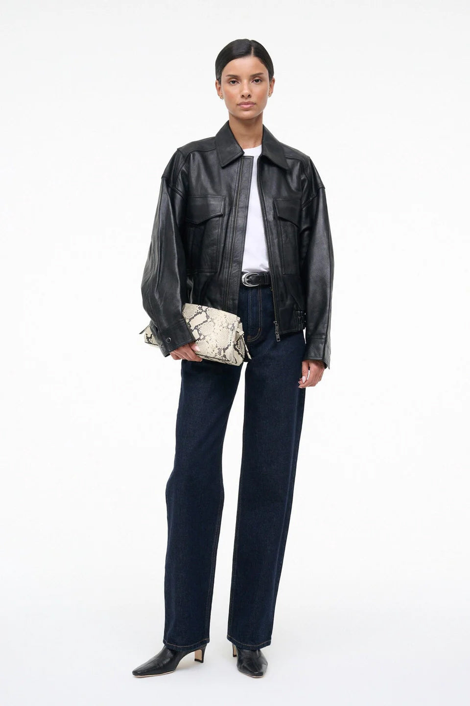 Maude Convertible Clutch, White Snake