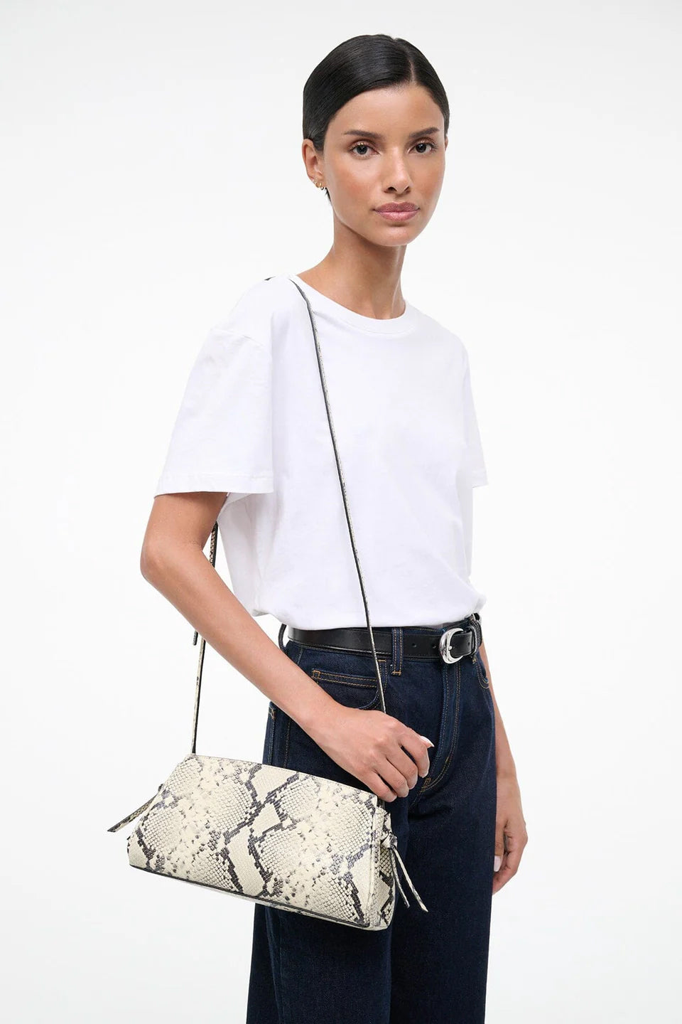 Maude Convertible Clutch, White Snake