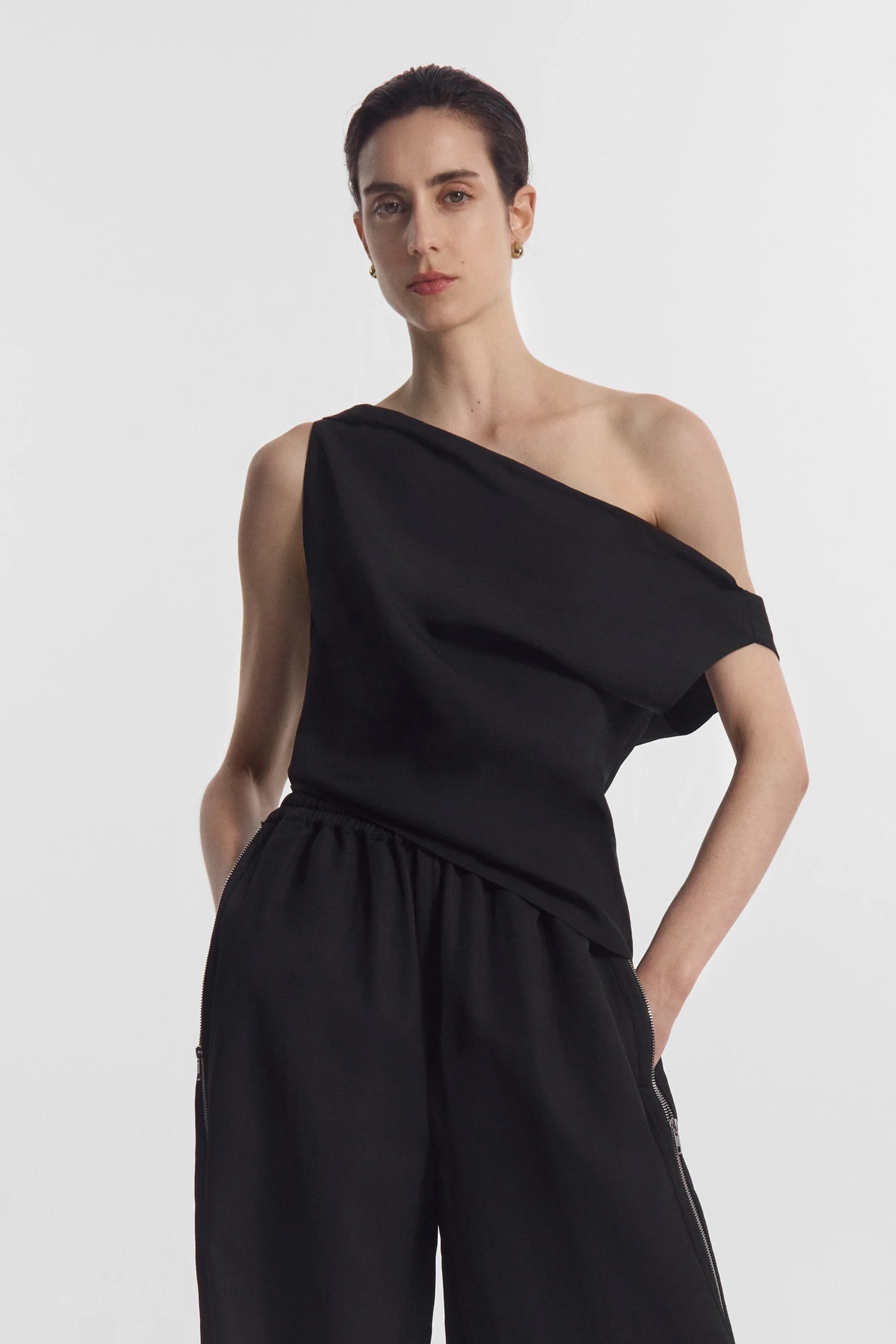 Draped Back Top in Viscose Silk