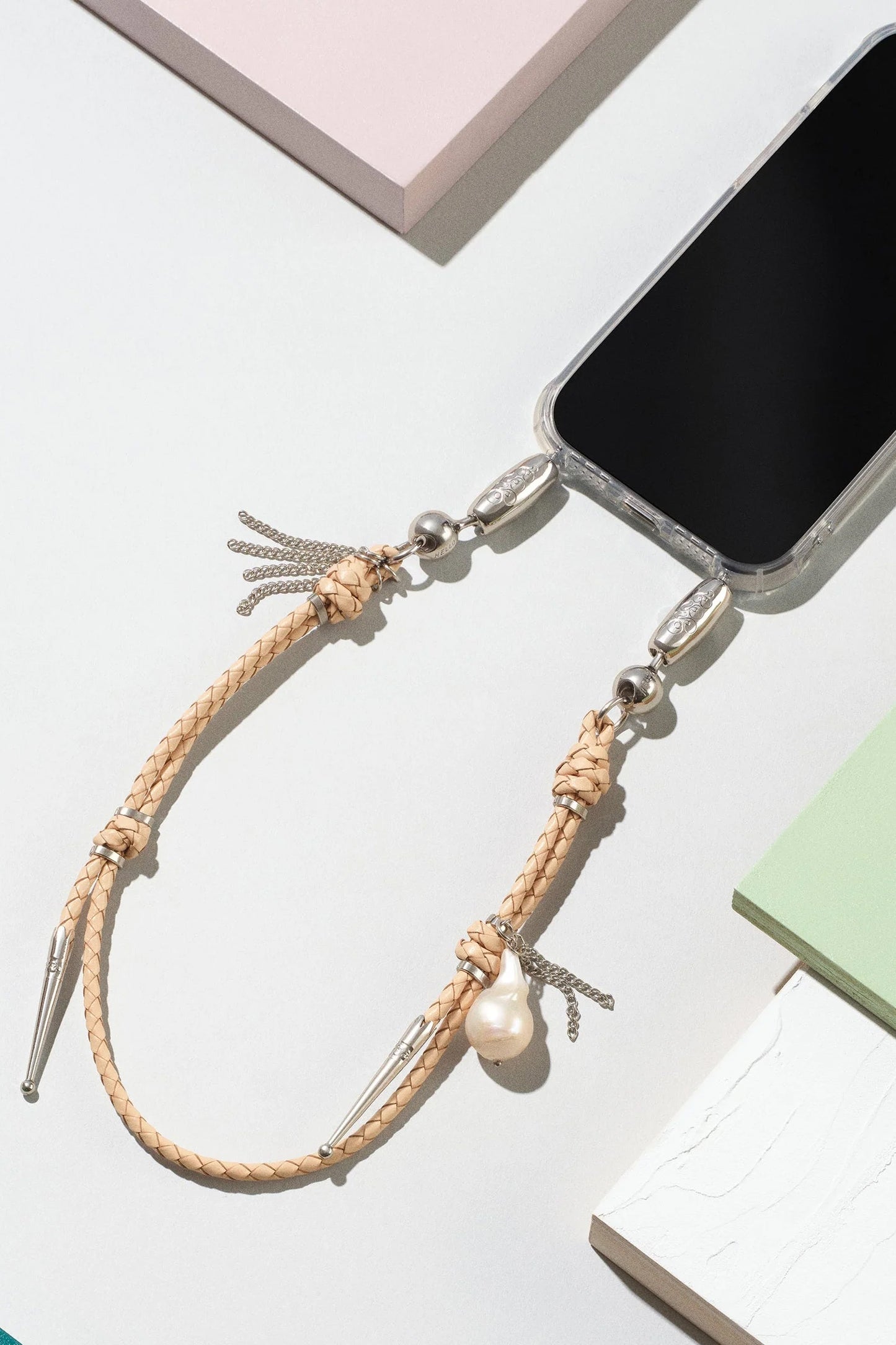 Leather and Pearl Bolo Wristlet
