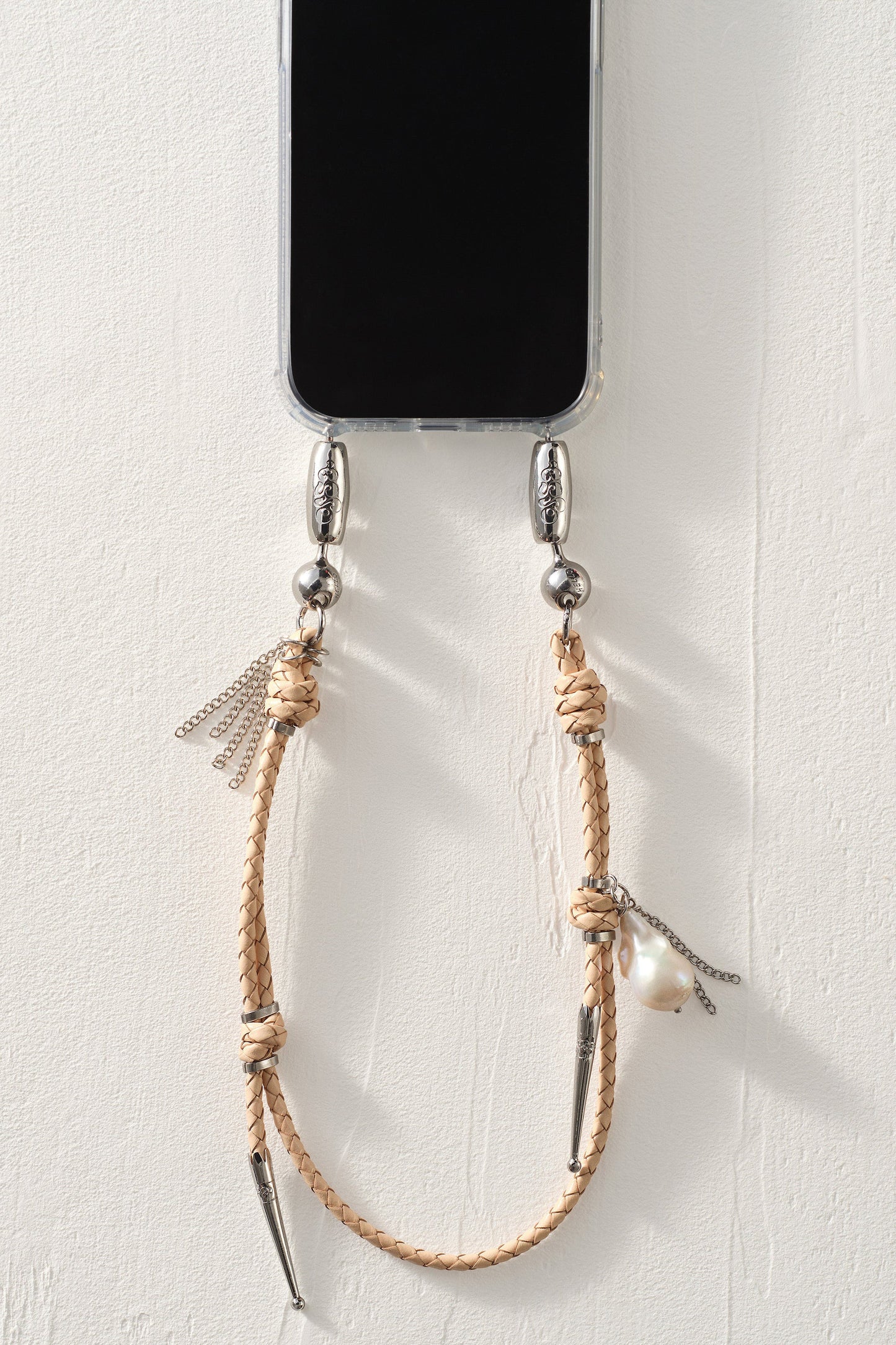 Leather and Pearl Bolo Wristlet