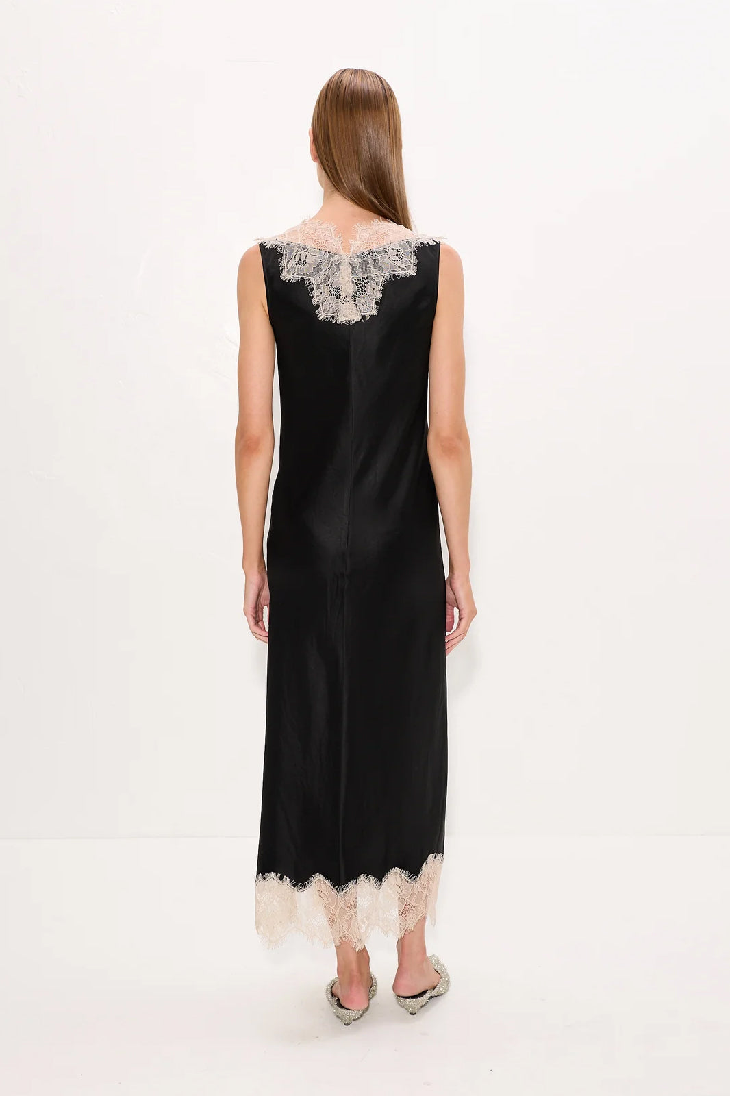 Bea Satin Lace Midi Dress