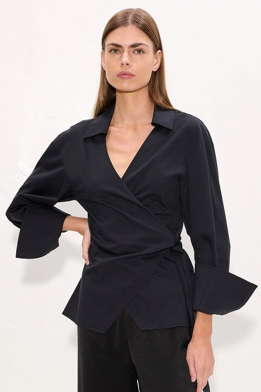 Anya Poplin Wrap Top