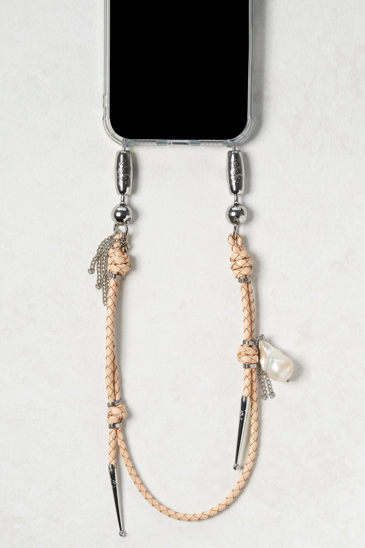 Leather and Pearl Bolo Wristlet