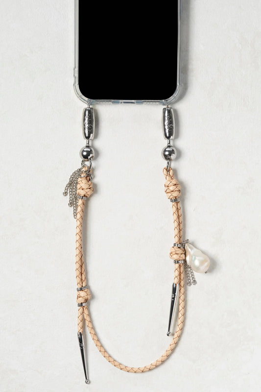 Leather and Pearl Bolo Wristlet