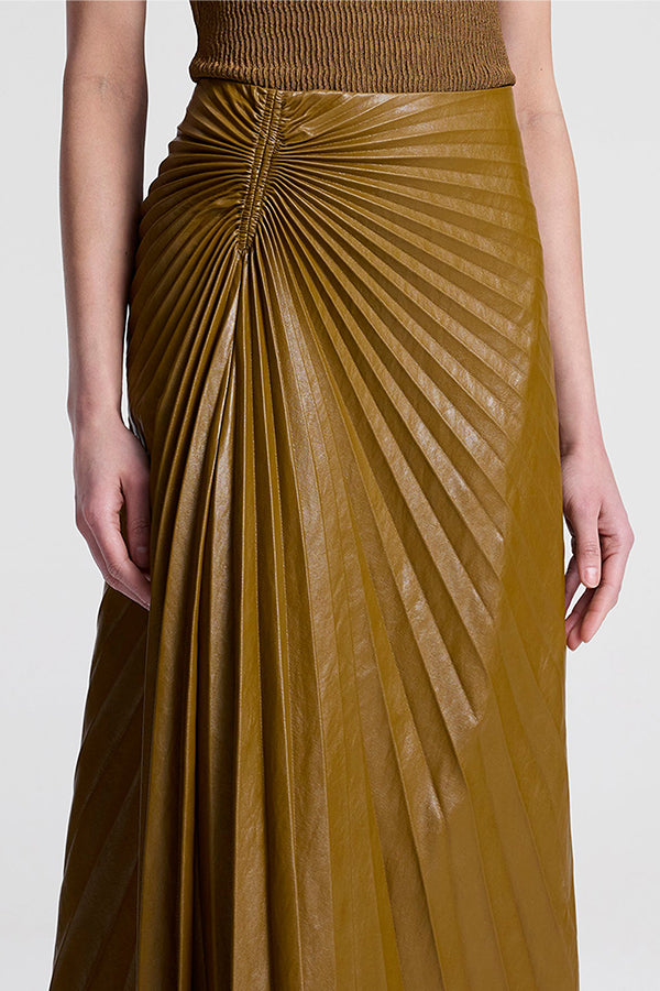 Tracy Vegan Leather Skirt, Saddle