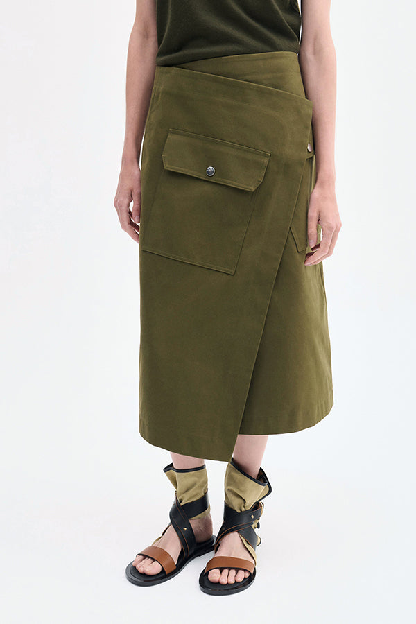 Wrap Skirt in Brushed Cotton