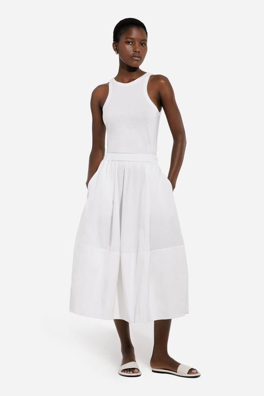 Full Skirt in Cotton Poplin, White