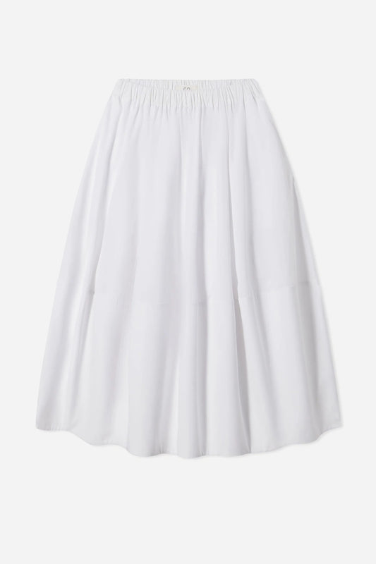 Full Skirt in Cotton Poplin, White
