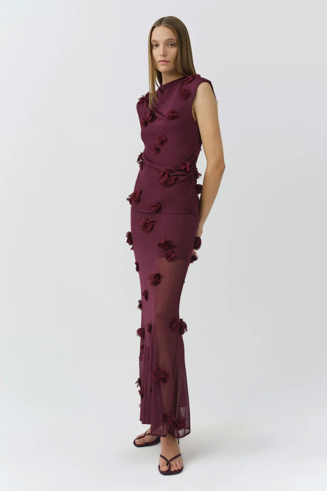 Cora Floral Applique Midi Skirt