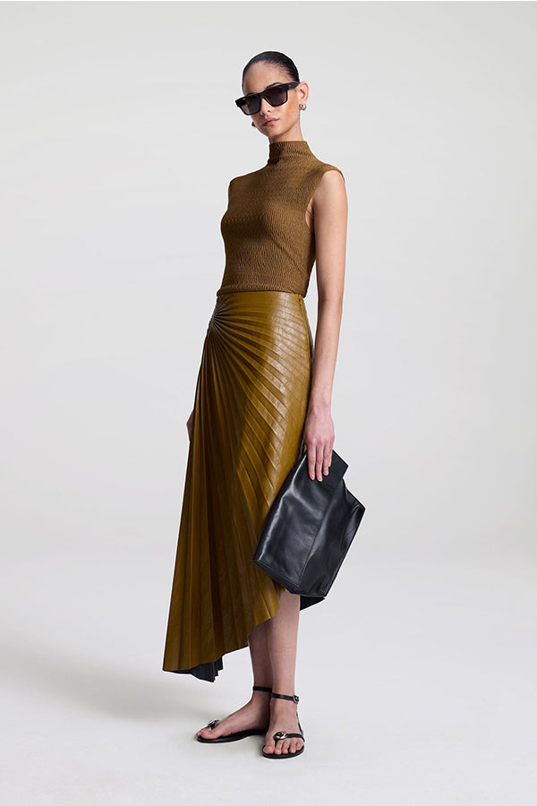 Tracy Vegan Leather Skirt, Saddle