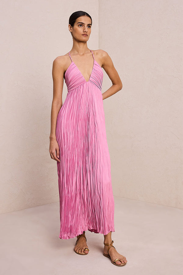 Angelina Satin Pleated Dress