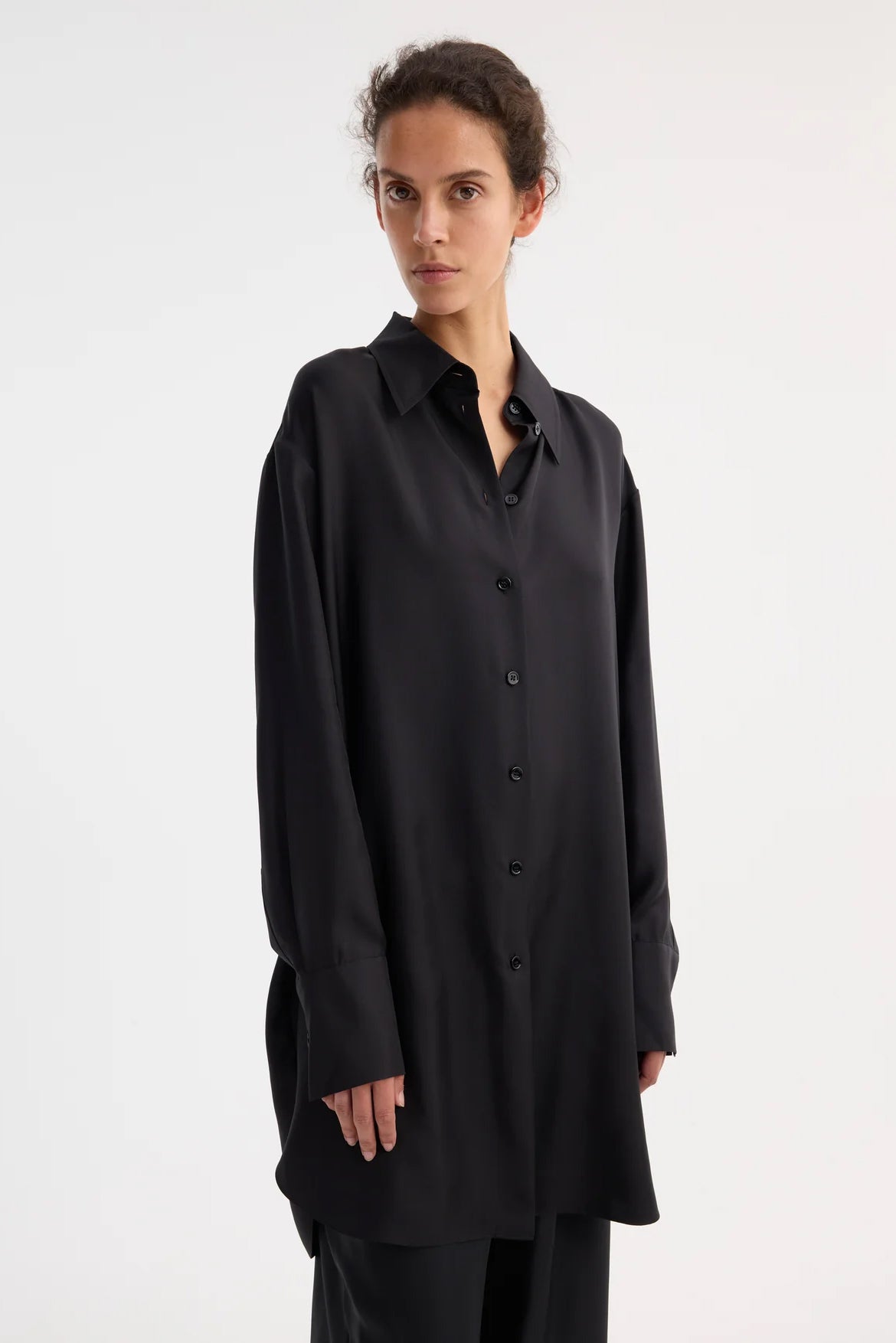 Signature Elongated Silk Shirt