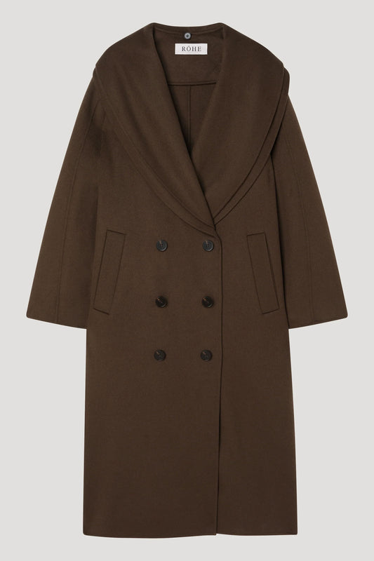 Signature Double-Faced Scarf Coat, Taupe