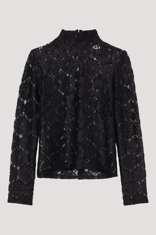 Lace Turtleneck Top