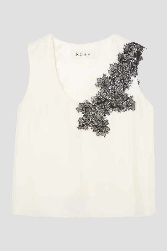 Scoop-Neck Silk Lace Top