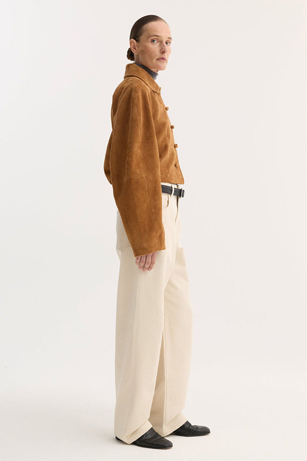 Rounded Textured Suede Jacket