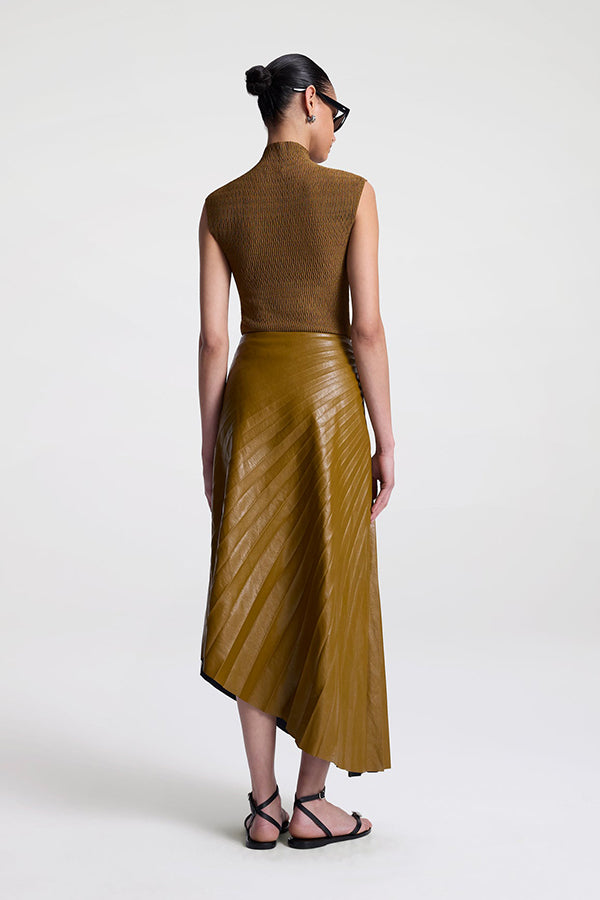 Tracy Vegan Leather Skirt, Saddle