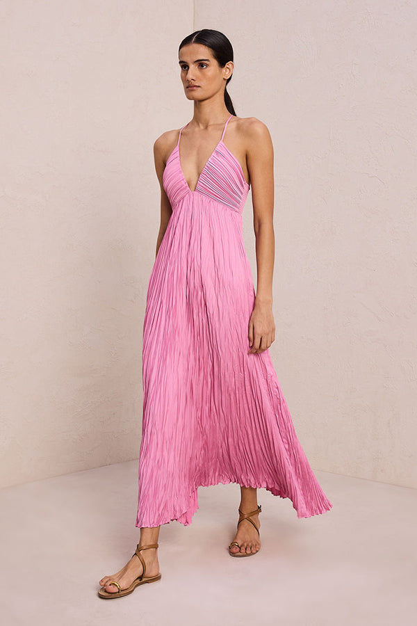 Angelina Satin Pleated Dress