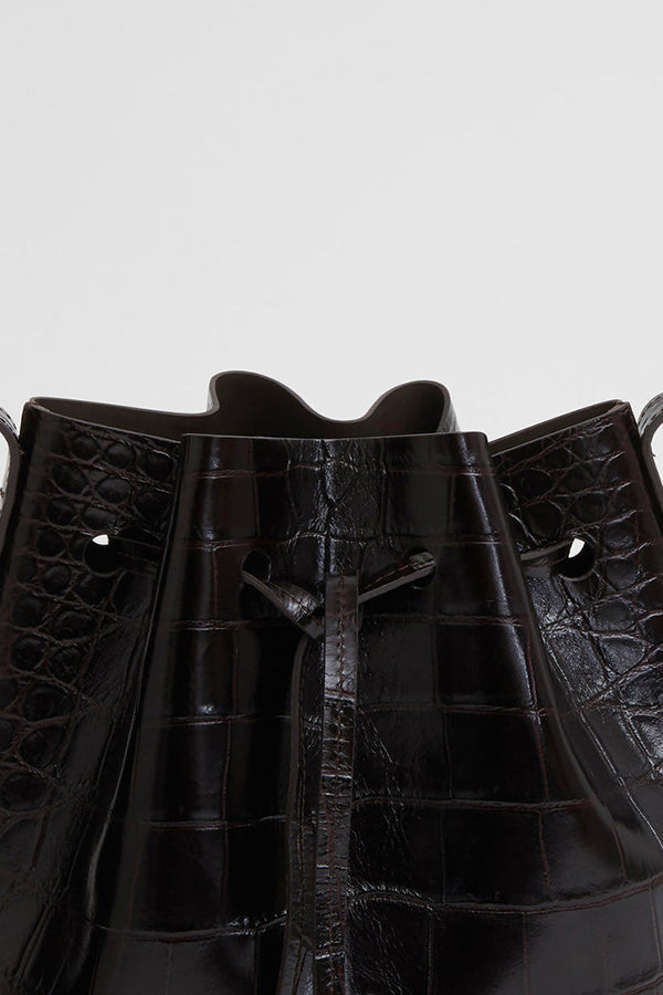 Mini Bucket Bag. Stamped Croc Chocolate HAVEN