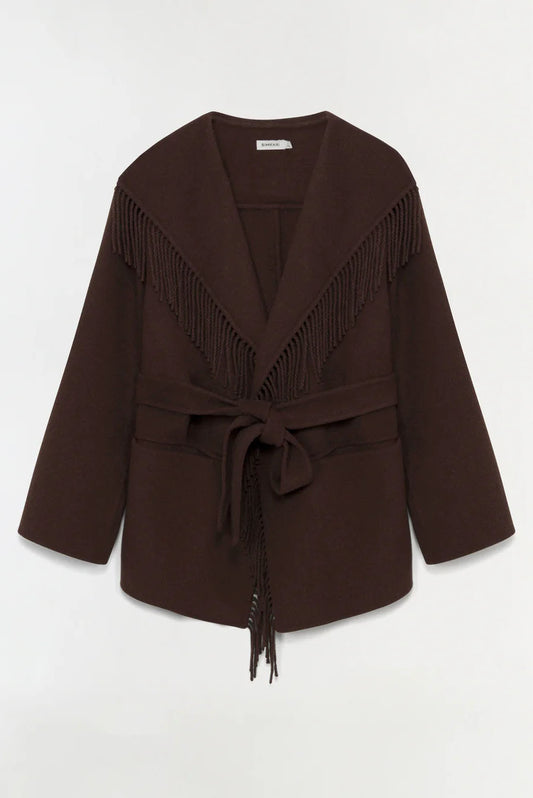Rowen Fringe Jacket, Chocolate