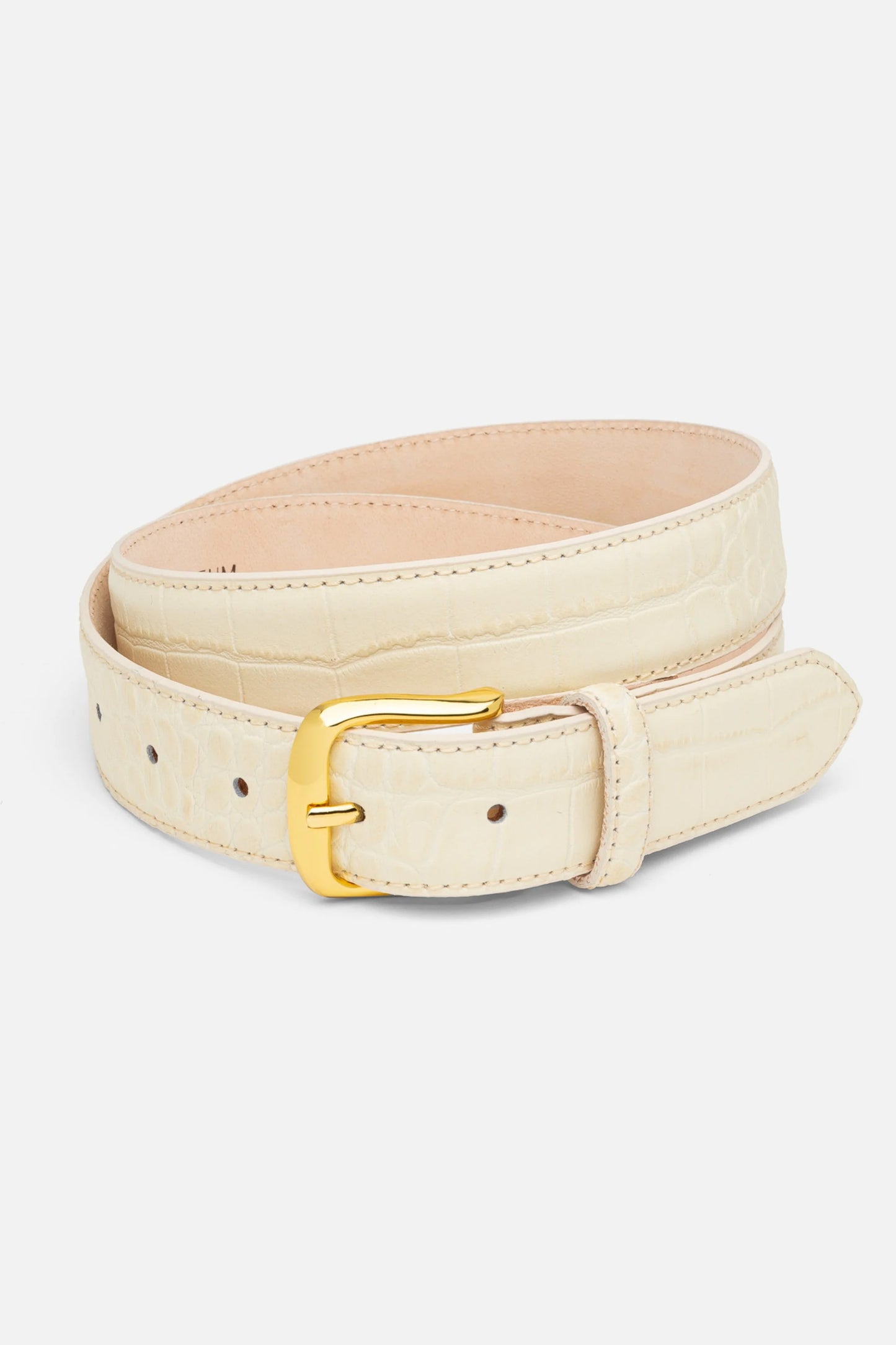 No. 4 Belt, Linen Croc/Gold