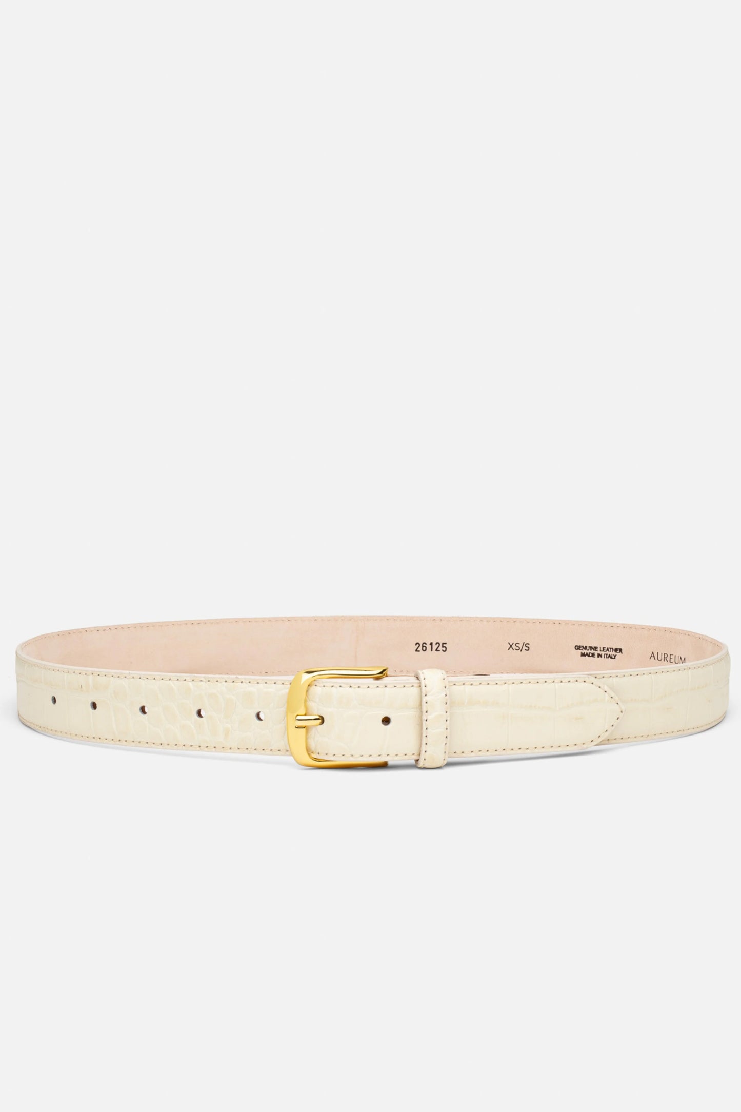 No. 4 Belt, Linen Croc/Gold