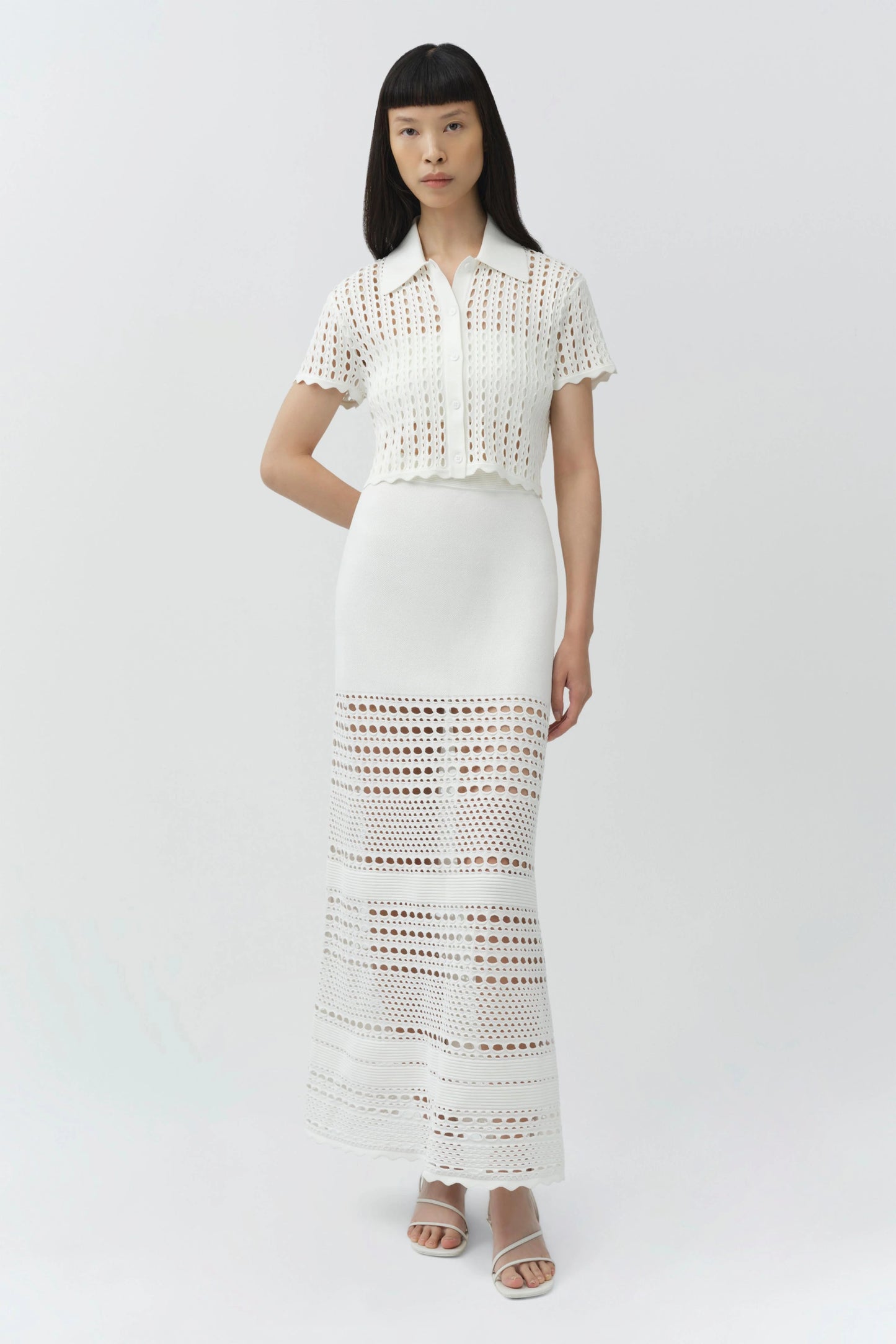 Westly Open Stitch Knit Midi Skirt